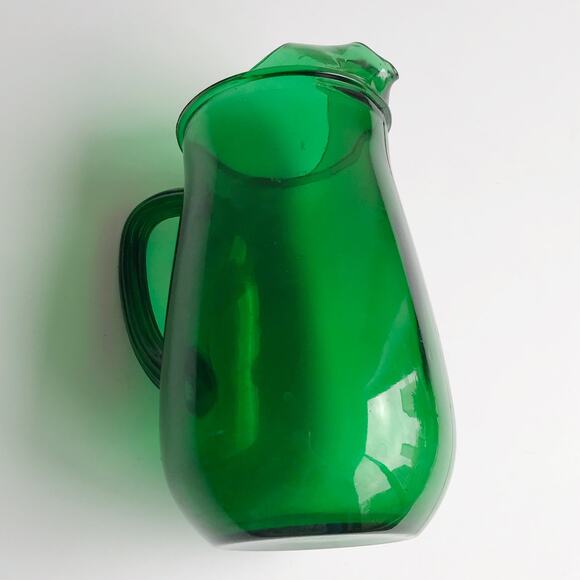 Vintage MCM Anchor Hocking Emerald Green Glass Water Pitcher 5 Cup Juice Drink - Picture 12 of 15